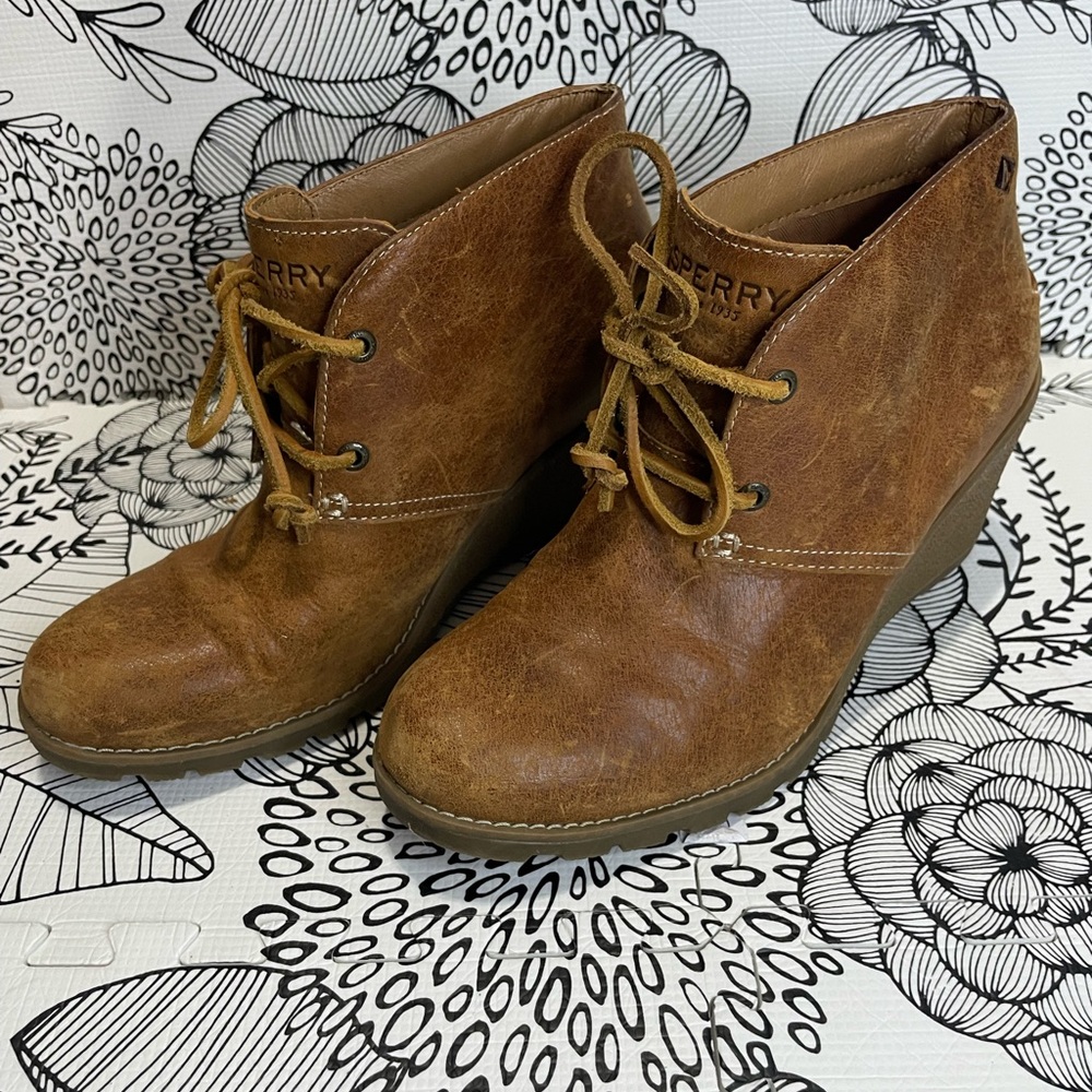 Sperry Top Sider Stella Prow Brown Leather Wedge